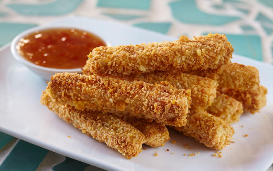Crispy Coconut Tofu Fries with Spicy Apricot Sauce